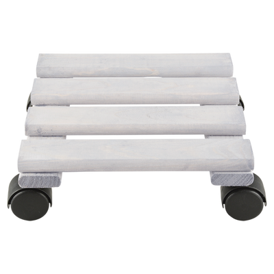 Carro Porta Macetas Madera Cuadrado Blanco